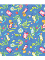 Benartex Tropical Splash By Kanvas Studios - Medium Blue  1 unit = 10cm = 4 inches