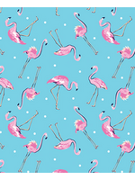 Benartex Tropical Splash By Kanvas Studios - Light Blue Flamingos