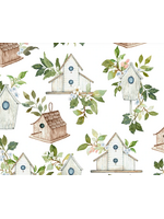 Studio E Fabrics Unexpected Red Digital Print White Bird House  1 unit = 10 cm = 4 inches