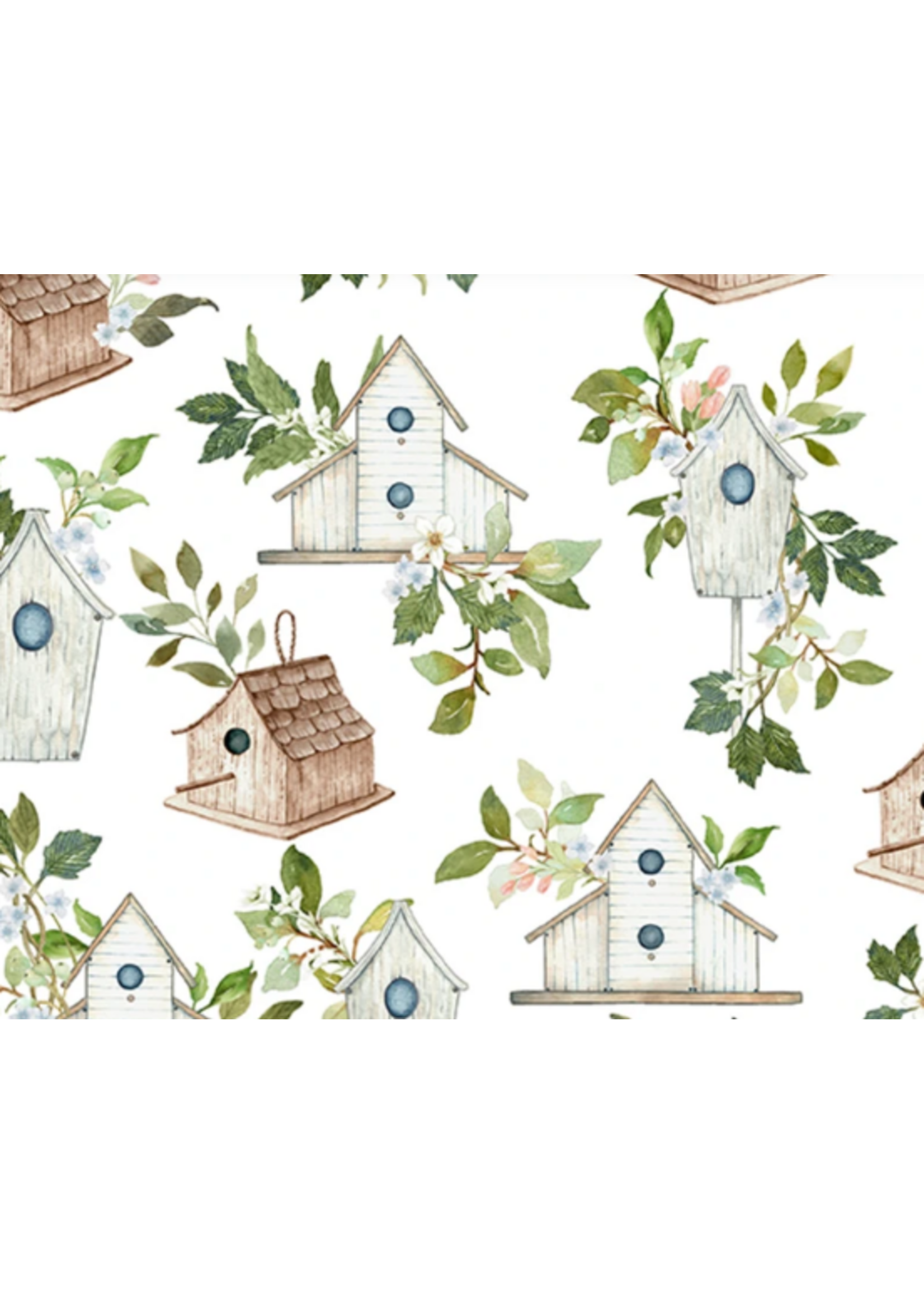 Studio E Fabrics Unexpected Red Digital Print White Bird House  1 unit = 10 cm = 4 inches