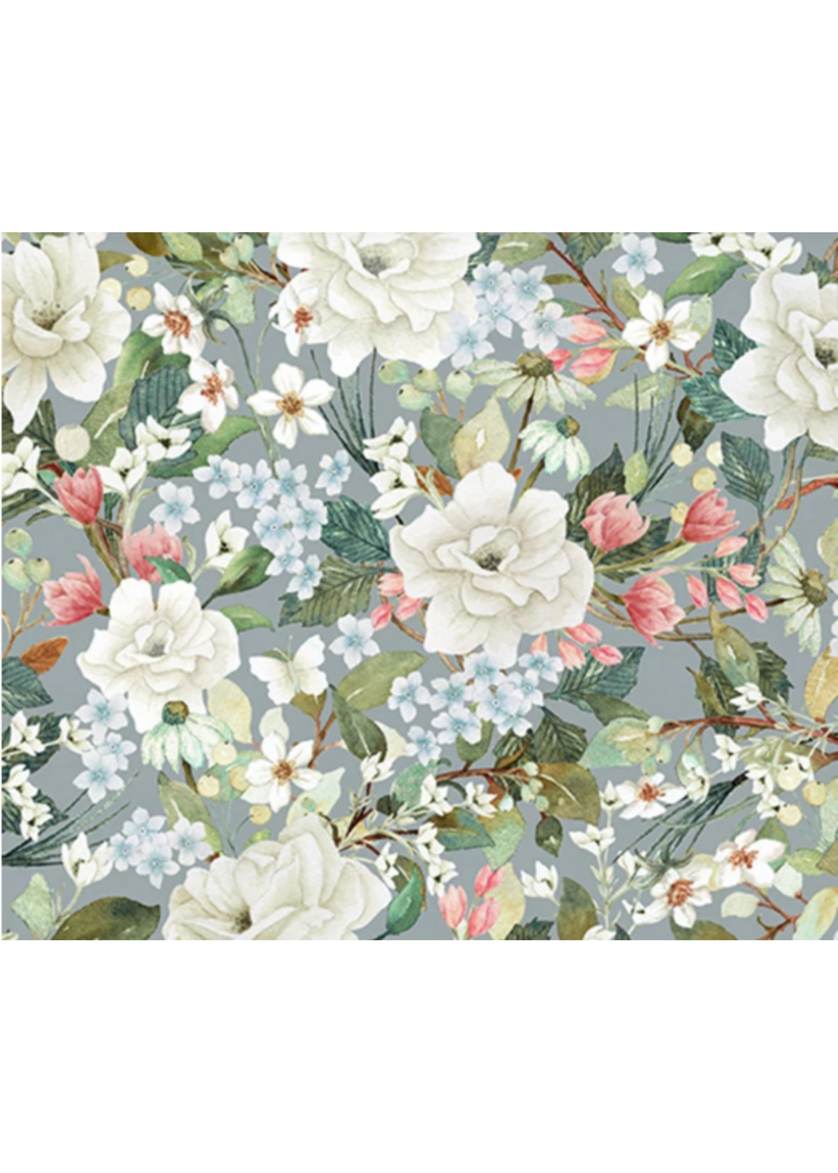 Studio E Fabrics Unexpected Red Digital Print Slate/Sage Flowers   1 unit = 10 cm = 4 inches