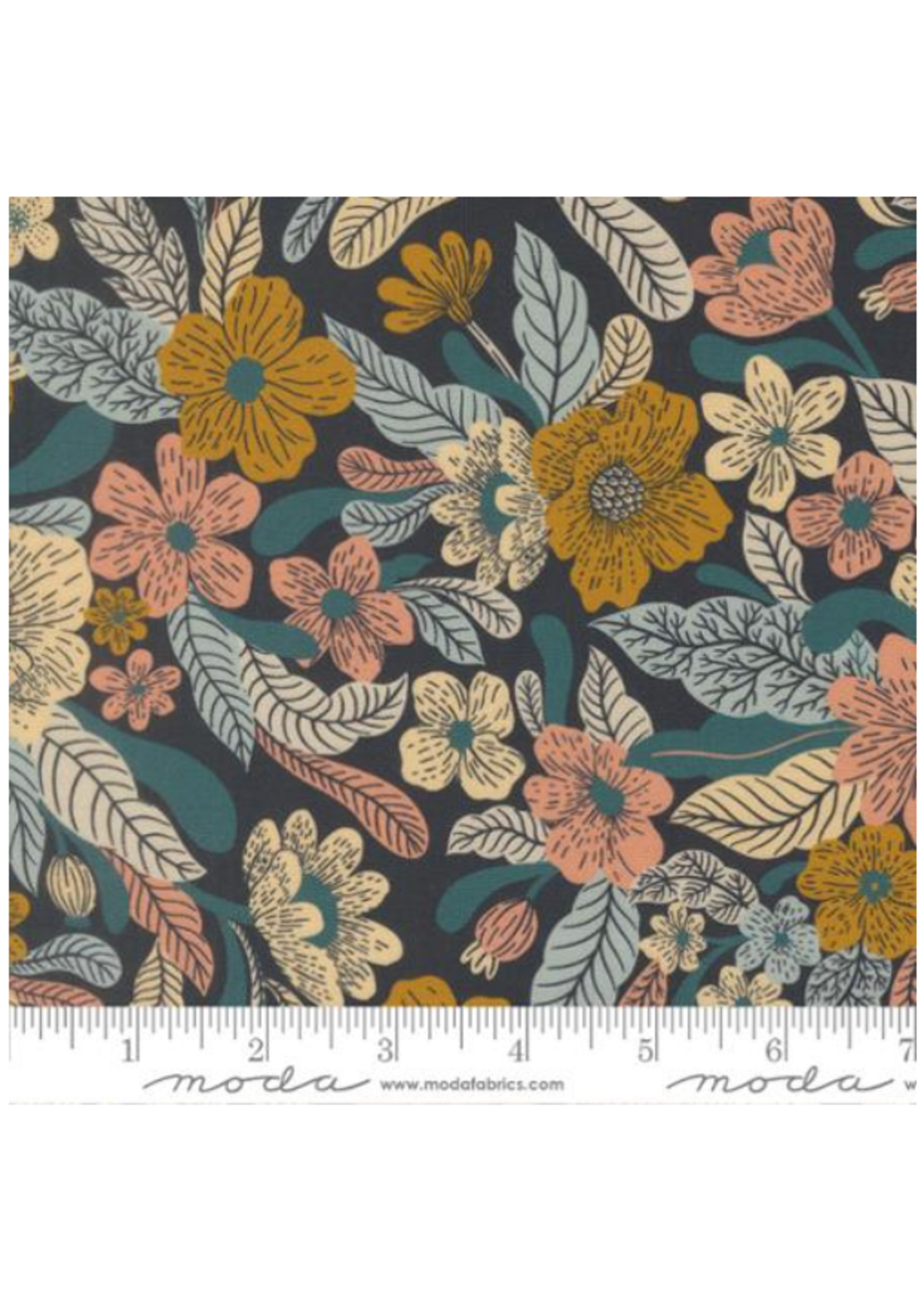 Moda Feather and Forest Bloom By Linn Warme - Midnight 1 unit =10 cm = 4 inches