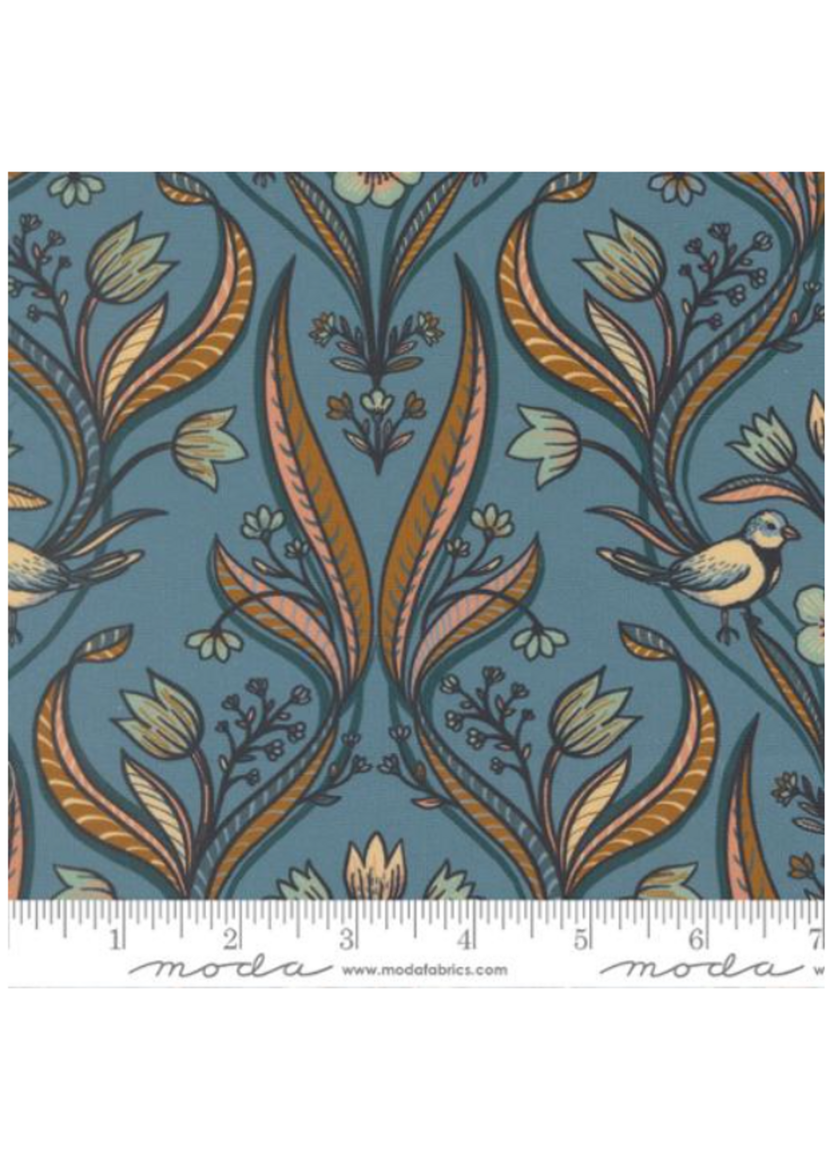 Moda Feather and Forest Bloom By Linn Warme - Azure 1 unit =10 cm = 4 inches