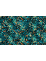 Timeless Treasures Wild Wings Packed Feathers   Blue  1 unit = 10cm =4 inches
