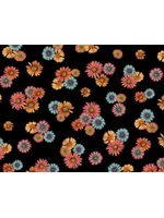 Timeless Treasures Wild Wings Owls Bright Floral  - Black  1 unit = 10cm =4 inches