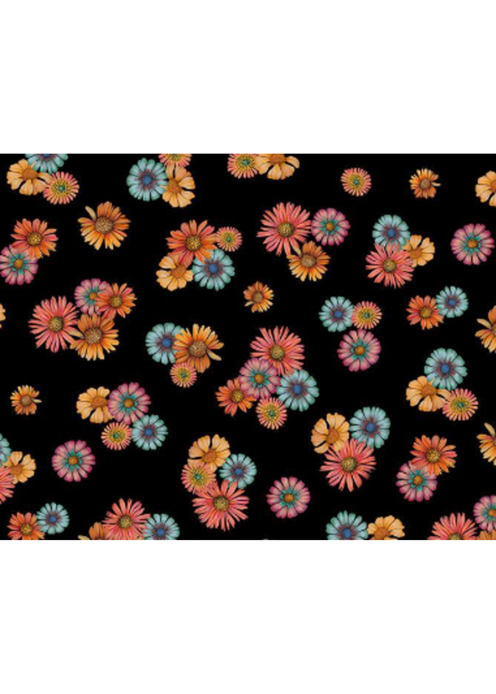 Timeless Treasures Wild Wings Owls Bright Floral  - Black  1 unit = 10cm =4 inches