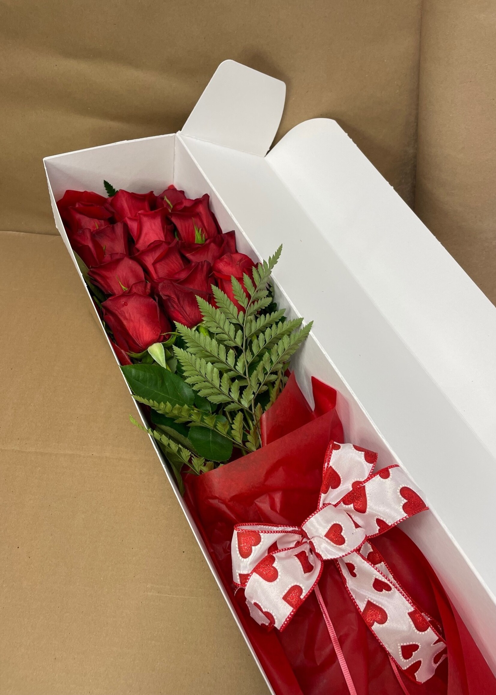 Boxed Dozen Red Roses