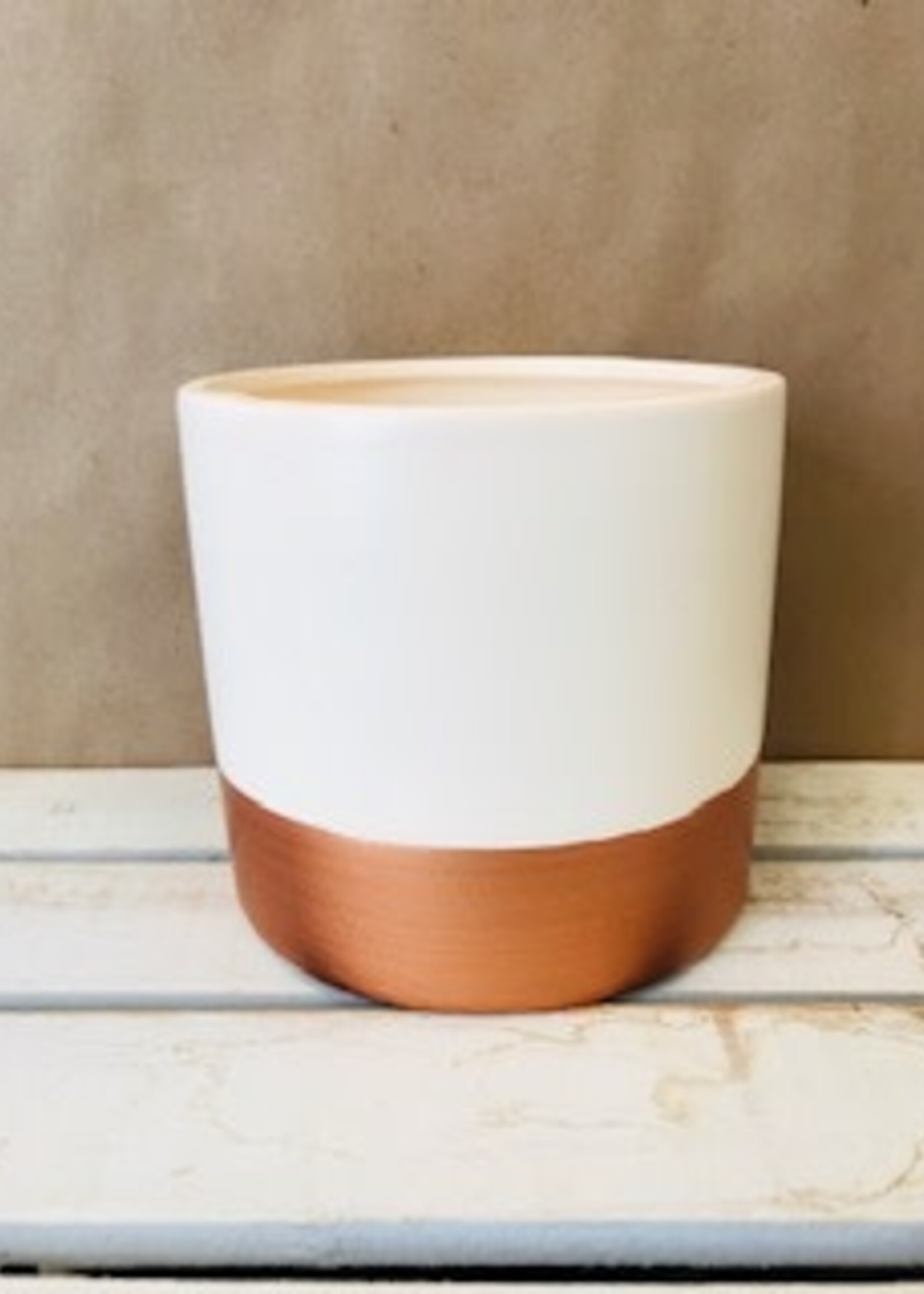 4'' Cream and Rose Gold Pot