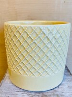 4.7'' Yellow Ceramic Criss Cross Pot