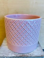 4.7'' Pink Ceramic Criss Cross Pot