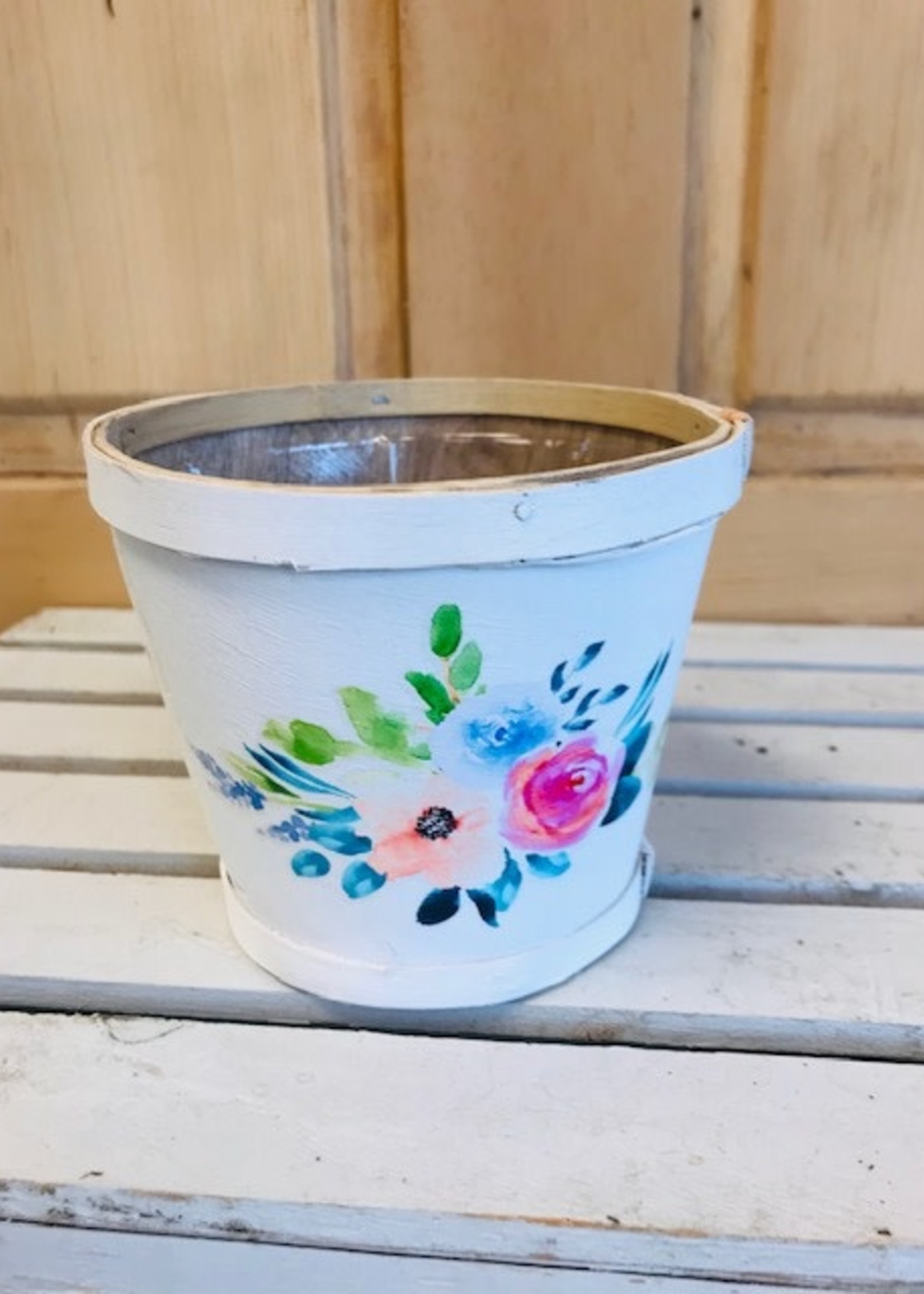 5.2'' Wooden Pot Cover with Flowers