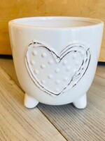 4.9" White Ceramic Dish with Heart Design