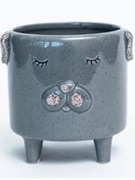 4.9'' Footed Puppy Ceramic Pot