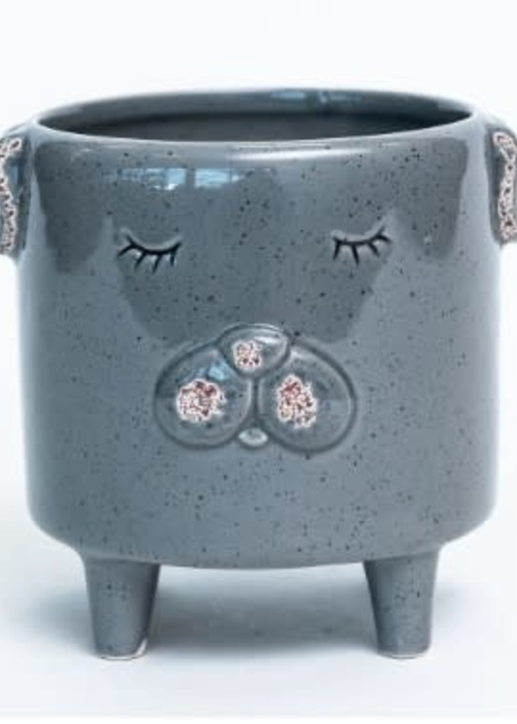 4.9'' Footed Puppy Ceramic Pot