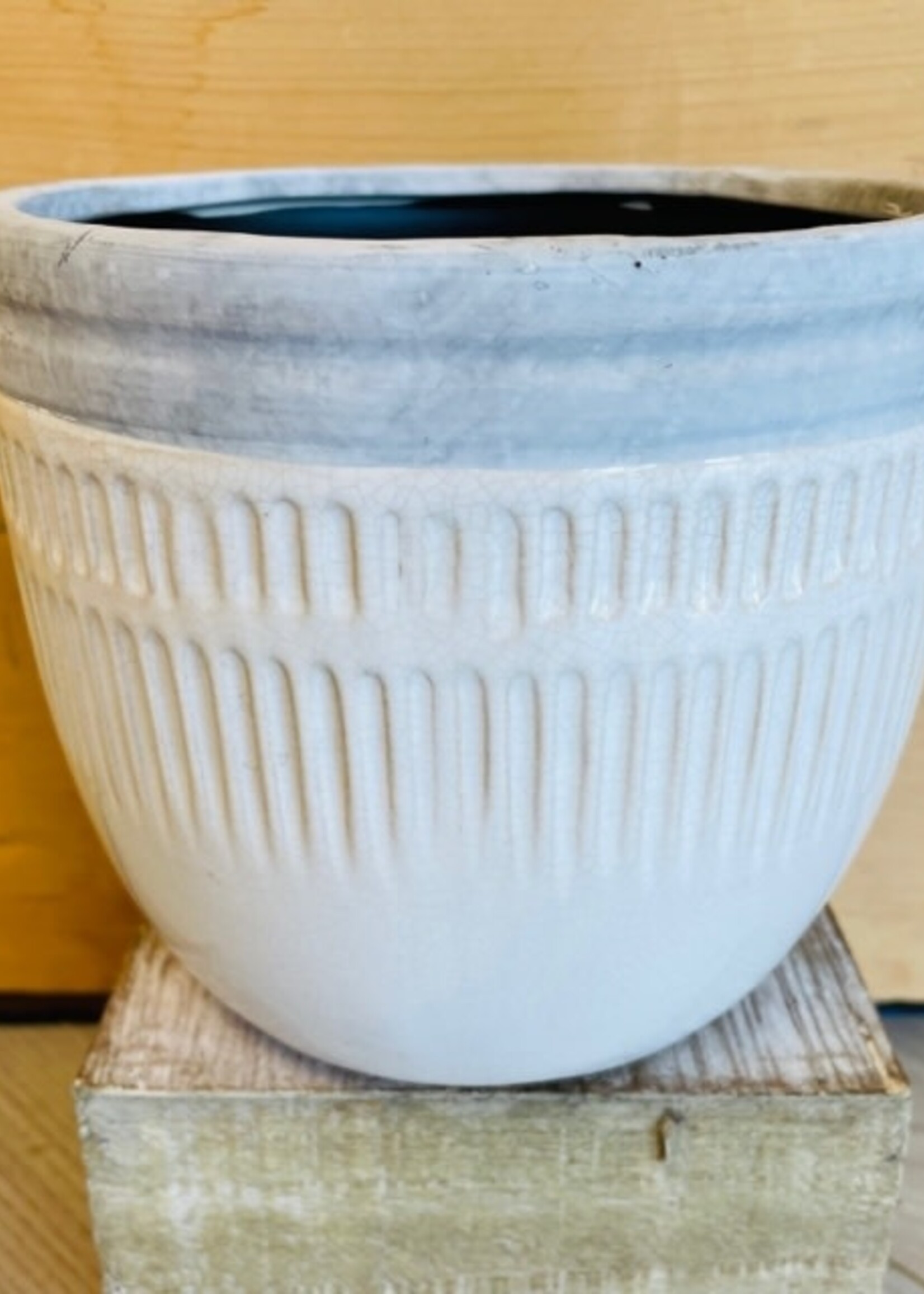 6.7'' White/Grey Ceramic Pot