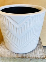 4.9'' White Weaved Pattern Pot