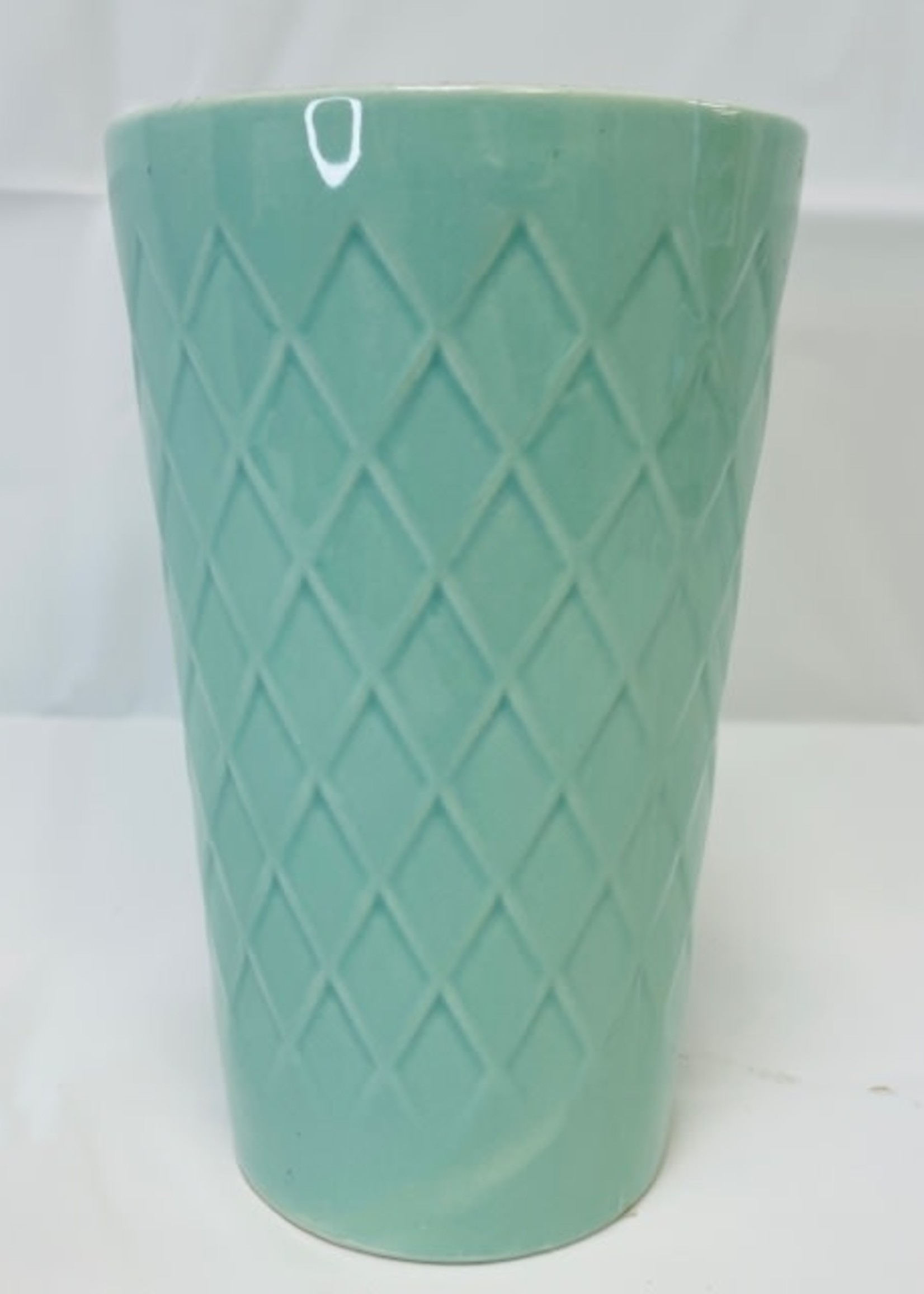 7" Diamond Vase - Aqua