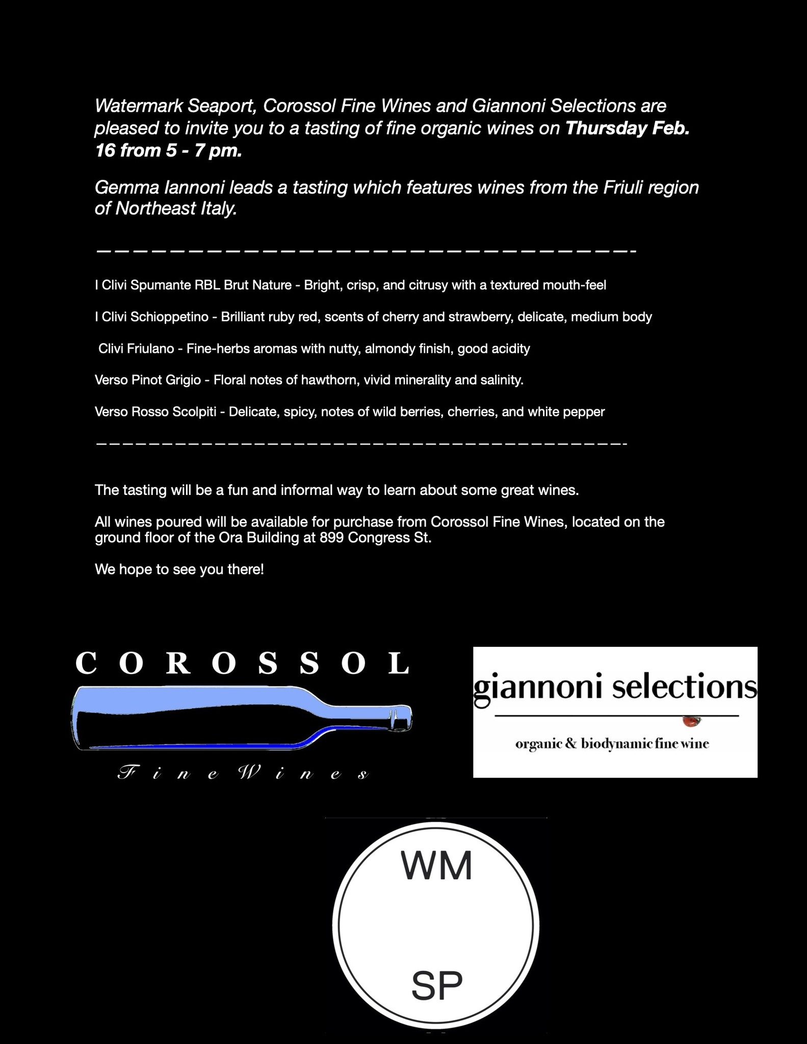 Private Event: Watermark Tasting Thur Feb 16