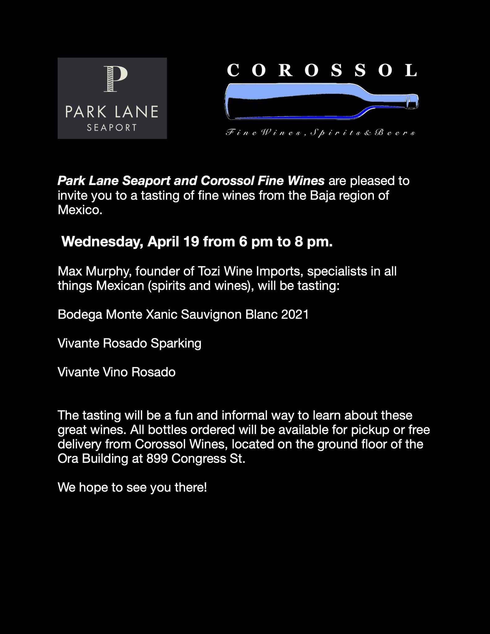 Private Event: Park Lane Tasting April 19