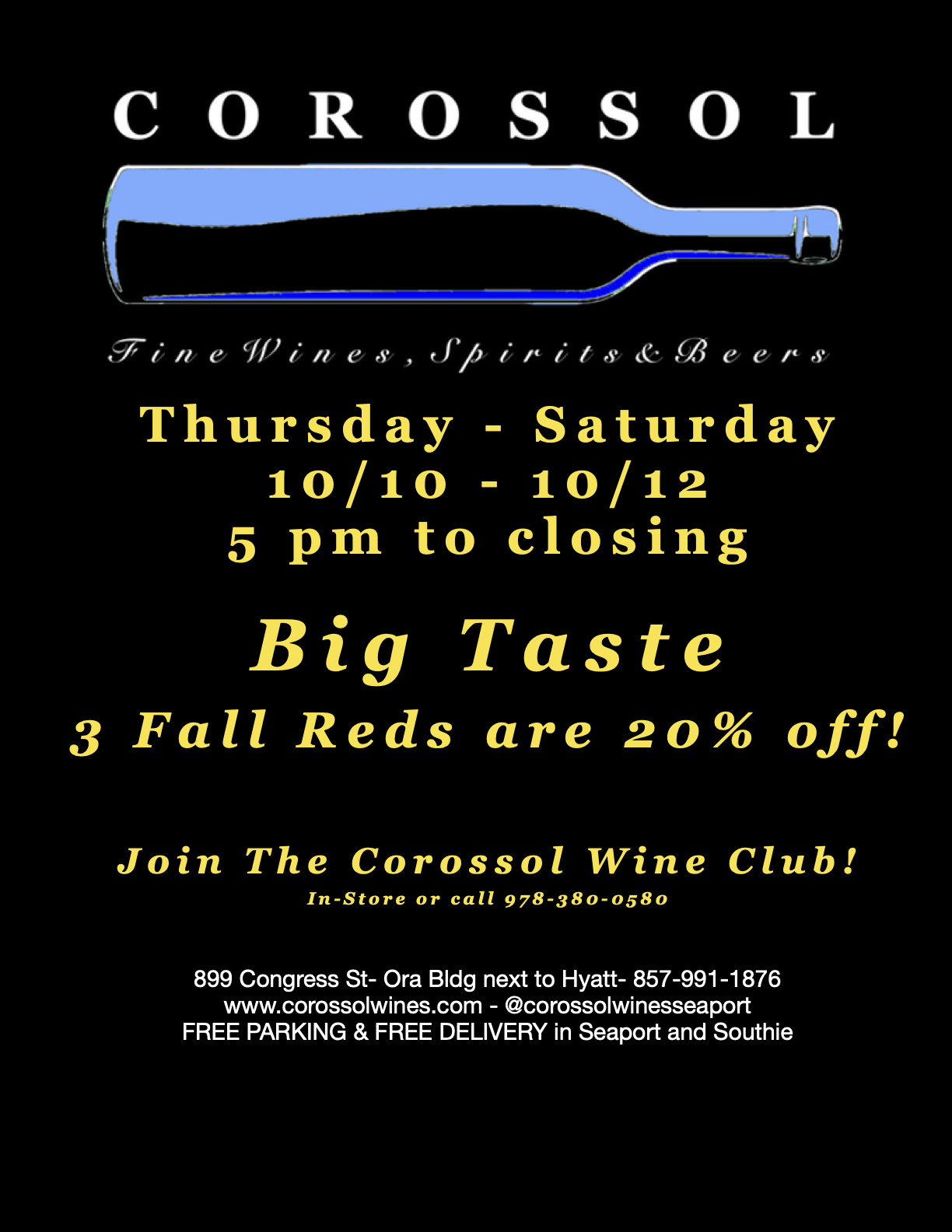 Oct 10 - 12:  Big Taste Fall Reds