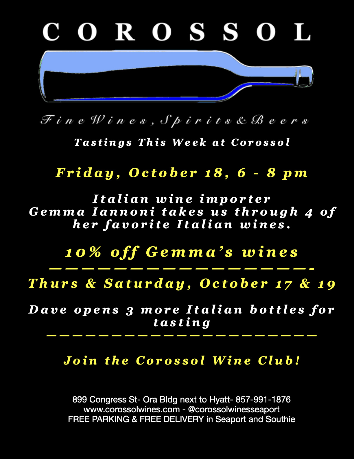 Oct 17 - 19: Italian Tastings