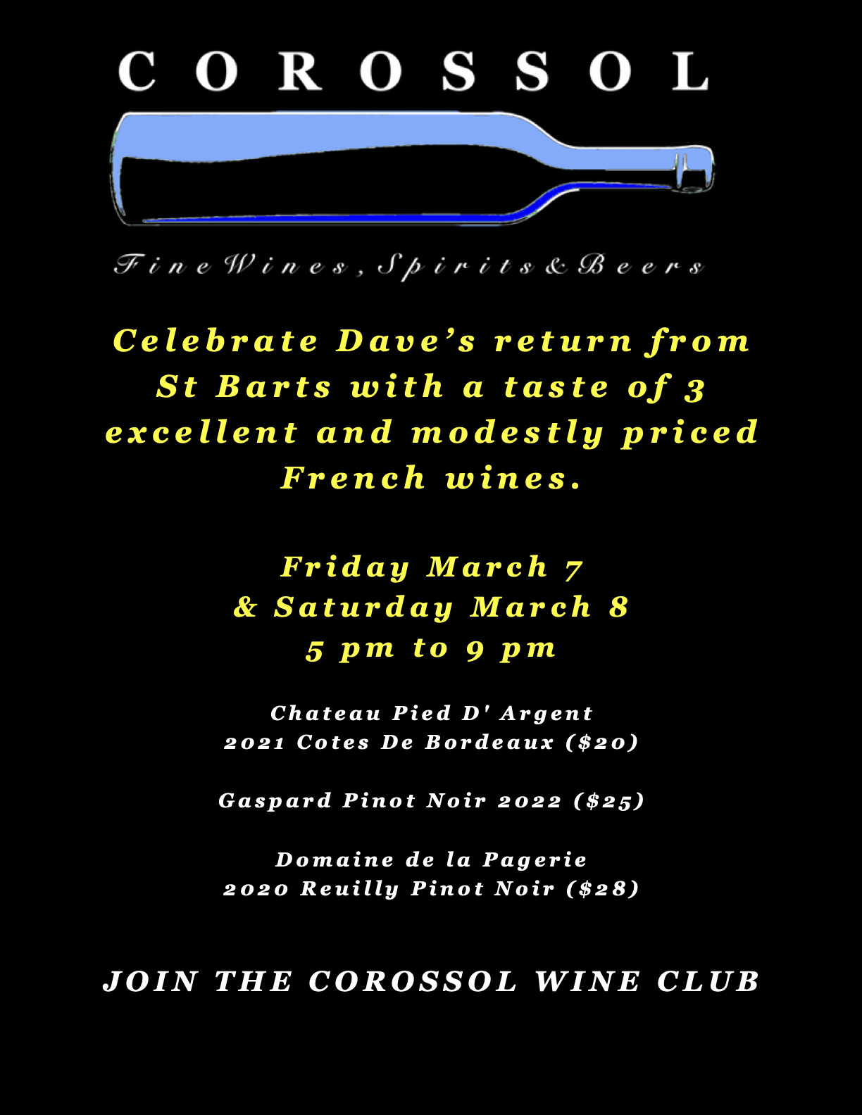 March 7  &  8 - French Wines