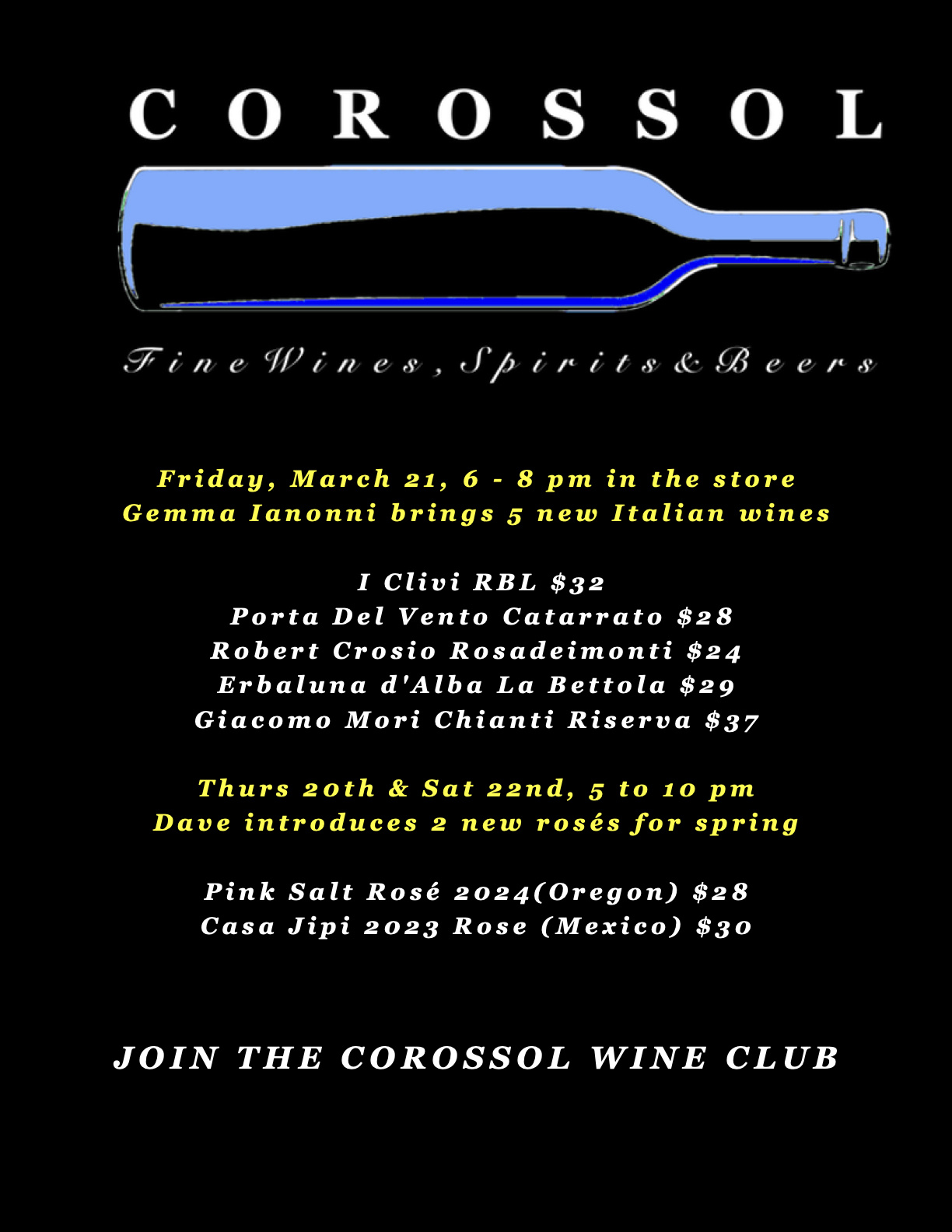 March 20 - 22: Italian and Rosé