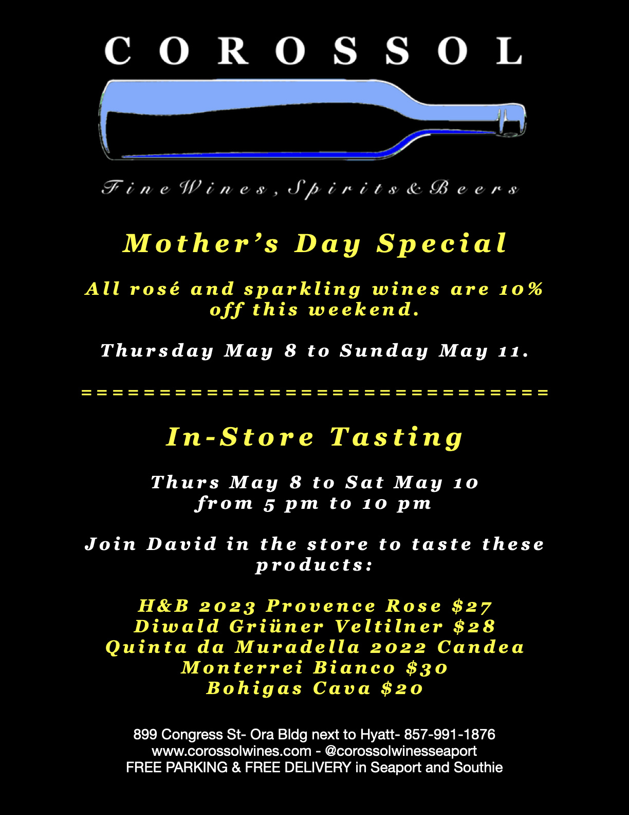 May 8 - Mother's Day & Tasting
