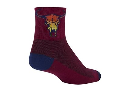 SockGuy Classic Desert Skull Socks - 3 inch Red S/M