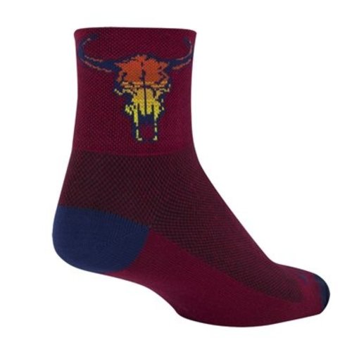 SockGuy Classic Desert Skull Socks - 3 inch Red L/XL