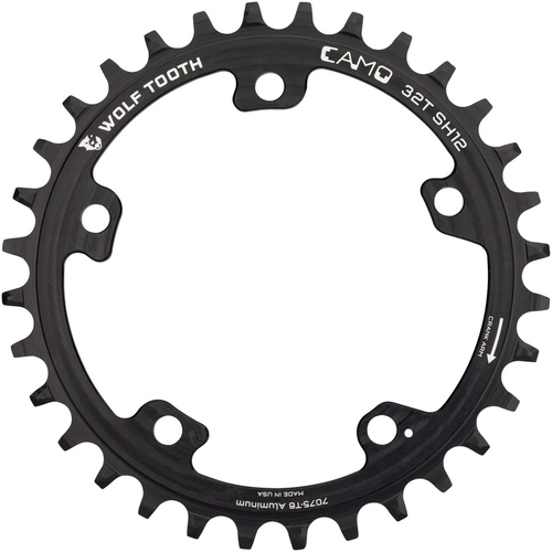 Wolf Tooth Wolf Tooth CAMO Aluminum Chainring - 30t Wolf Tooth CAMO Mount Requires 12-Speed Hyperglide+ Chain Black