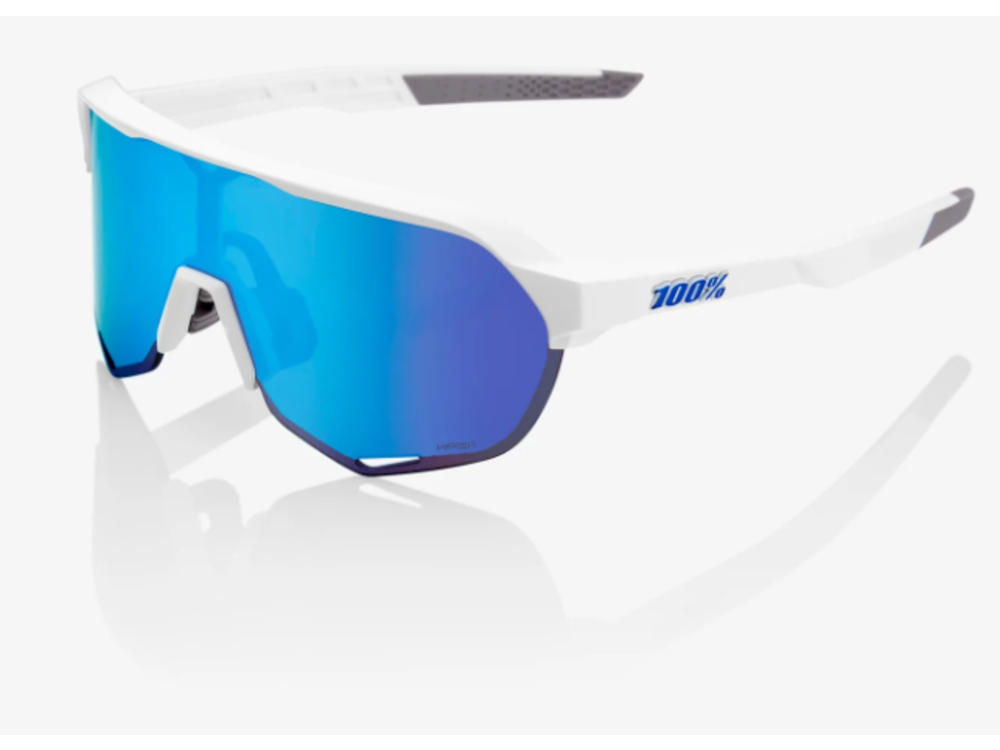 100 Percent S2 - Matte White - HiPER Blue Multilayer Mirror Lens