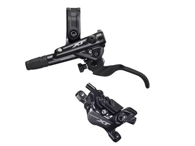 Shimano Shimano Deore XT BL-M8100/BR-M8120 Disc Brake and Lever - Rear, Hydraulic, Post Mount, 4-Piston, Finned Metal Pads, Black