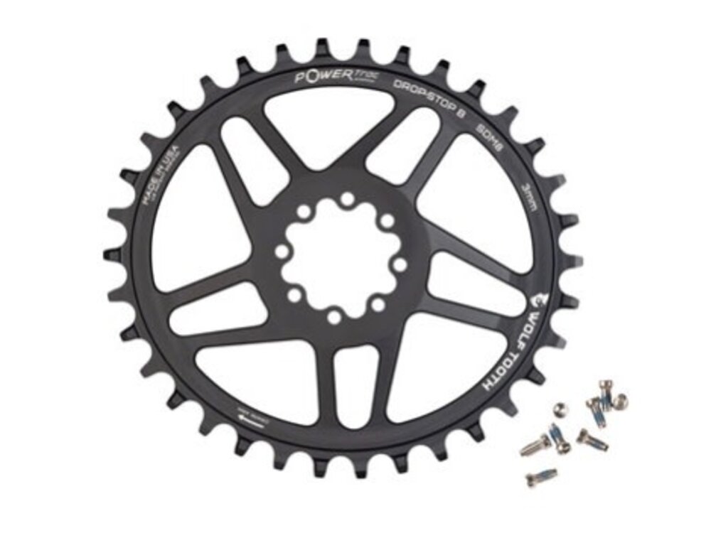 Wolf Tooth Components Wolf Tooth Elliptical Direct Mount Chainring - 32t, SRAM Direct Mount, Drop-Stop B, For SRAM 8-Bolt Cranksets, 3mm Offset, Black