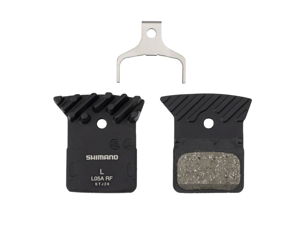 Shimano Shimano L05A-RF Disc Brake Pad and Spring - Resin Compound, Finned Alloy Back Plate, One Pair