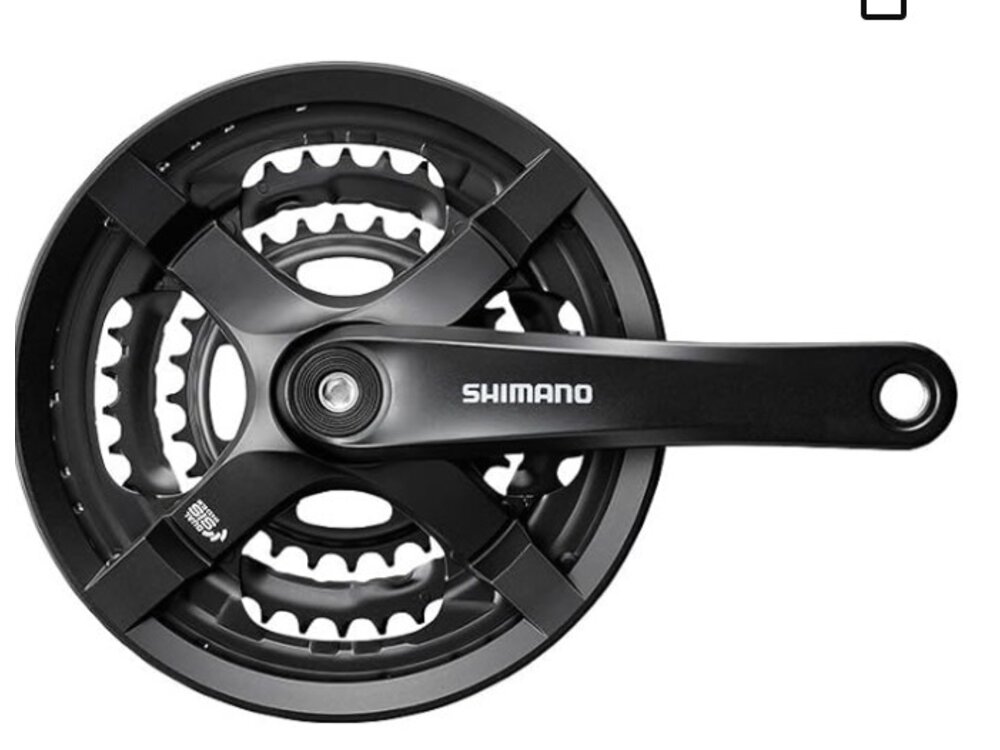 Shimano Shimano Tourney FC-TY501 Crankset - 175mm, 6/7/8-Speed, 48/38/28t, Riveted, Square Taper JIS Spindle Interface, Black
