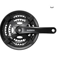 Shimano Tourney FC-TY501 Crankset - 175mm, 6/7/8-Speed, 48/38/28t, Riveted, Square Taper JIS Spindle Interface, Black