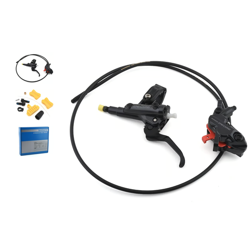 Shimano DISC BRAKE ASSEMBLED SET/J-KIT, DEORE, BL-M6100(L&R), BR-M6120(F&R), W/O ADAPTER, METAL PAD (W/O FIN), 1000MM & 1700MM HOSES (SM-BH90-SS BLACK), W/CONNECTER INSERT Shimano DISC BRAKE ASSEMBLED SET/J-KIT, DEORE, BL-M6100(L&R), BR-M6120(F&R), W/O ADAPTER, METAL PAD (W/O FIN), 1000MM & 1700MM HOSES (SM-BH90-SS BLACK), W/CONNECTER INSERT