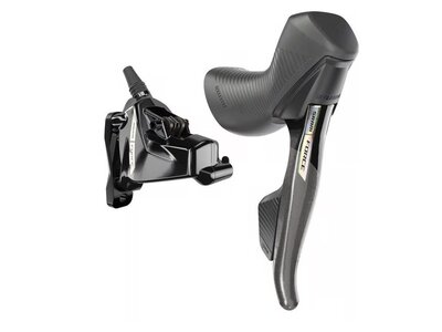 Sram SRAM Force AXS HRD eTap Shift/Brake Lever and Hydraulic Disc Brake Caliper - Left/Front, Flat Mount, 20mm Offset, Iridescent Gray/Blk, D2