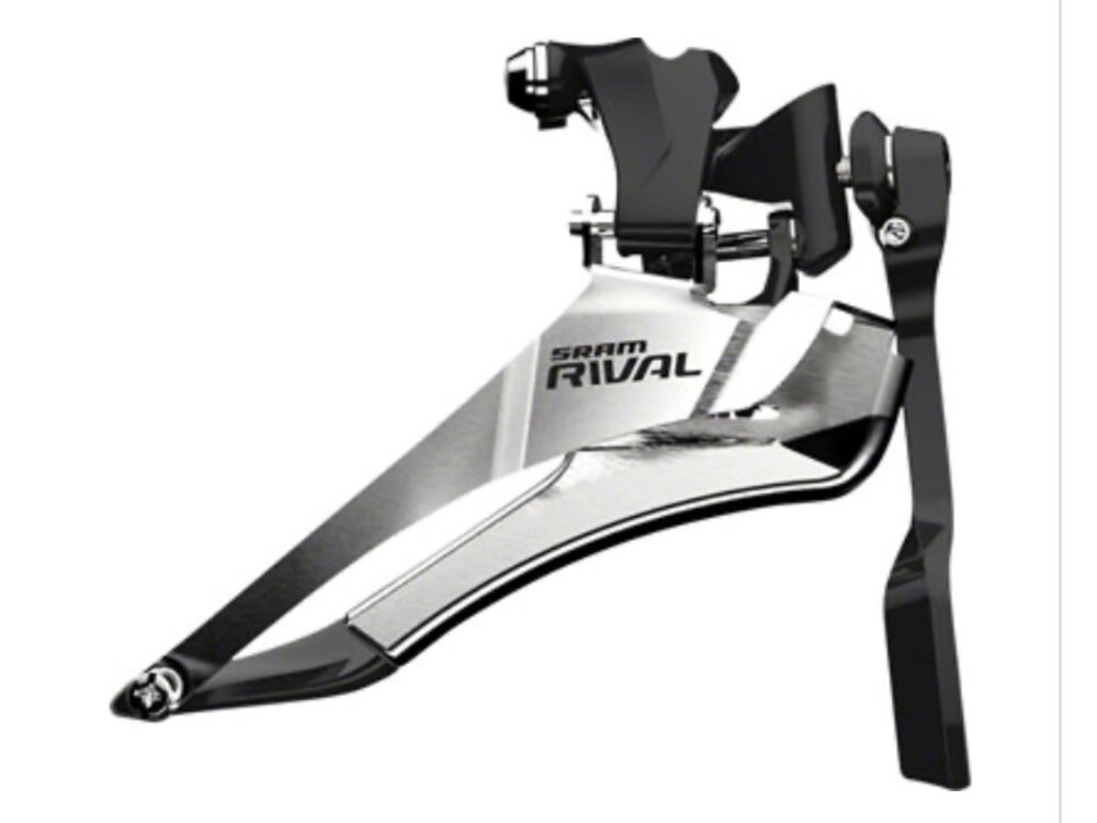 Sram SRAM Rival 22 Front Derailleur - 2x11-Speed Yaw, Braze-on, with Chain Spotter, Silver/Black