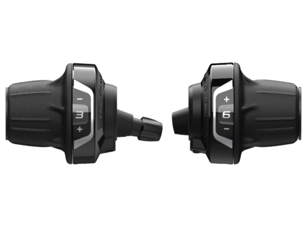 Shimano SHIFT LEVER SET, SL-RV400, 3 (SIS) X 6-SPEED, REVO SHIFTER, R: 2050MM, L:1800MM, 600 X 600 X 300MM BLACK OUTER, W/ OPTICAL GEAR DISPLAY