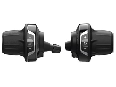 Shimano SHIFT LEVER SET, SL-RV400, 3 (SIS) X 6-SPEED, REVO SHIFTER, R: 2050MM, L:1800MM, 600 X 600 X 300MM BLACK OUTER, W/ OPTICAL GEAR DISPLAY