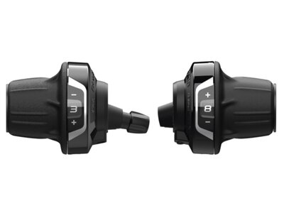 Shimano SHIFT LEVER SET, SL-RV400, 3 (SIS) X 8-SPEED, REVO SHIFTER, R: 2050MM, L:1800MM, 600 X 600 X 300MM BLACK OUTER, W/ OPTICAL GEAR DISPLAY