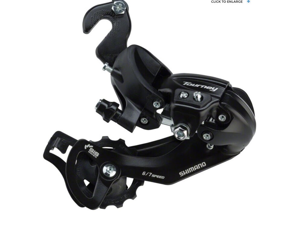 Shimano REAR DERAILLEUR, RD-TY300, TOURNEY, 6/7-SPEED, W/RIVETED ADAPTER(BMX-TRACK), REVERSE HANGAR