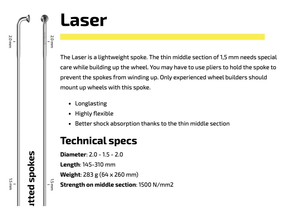 Sapim Laser 14g DB Spoke, Black, 294mm, 20/Count