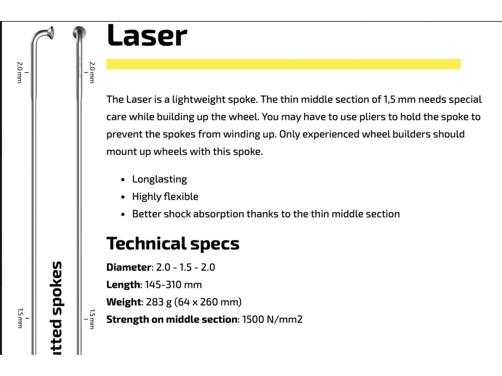 Sapim Laser 14g DB Spoke, Black, 290mm, single