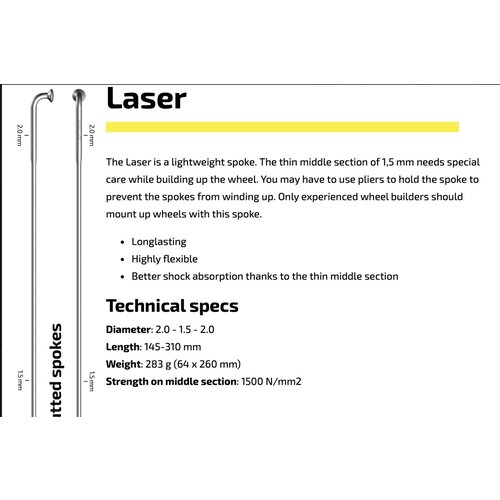 Sapim Laser 14g DB Spoke, Black, 290mm, single