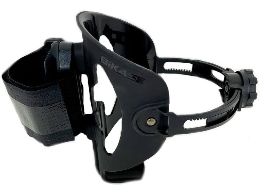 BIKASE Bicycle Water Bottle Cage, ABC Cage With Anywhere Cage Strap Adapter, Adjustable Bottle Cage For Bike