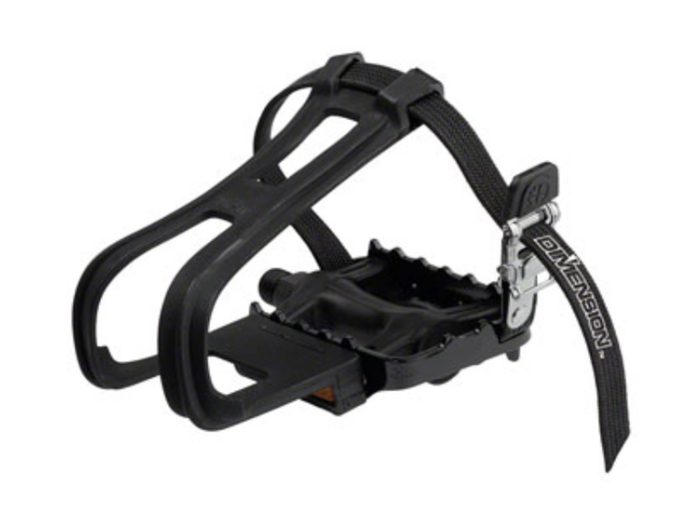 Dimension Dimension Sport Combo Pedals/Toe Clip Combo - Plastic, 9/16", Black