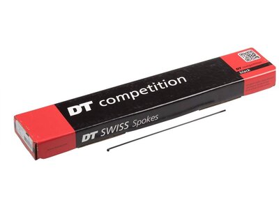 DT Swiss DT Swiss Competition Spoke: 2.0/1.8/2.0mm, 296mm, J-bend, Black, Box of 100